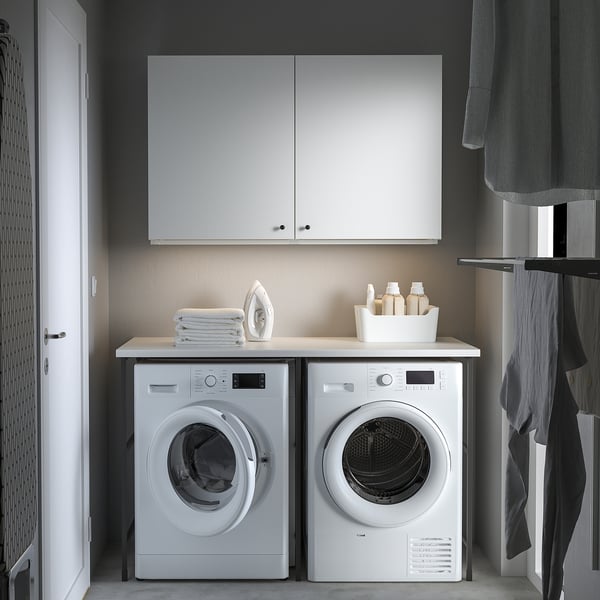 ENHET storage combination, anthracite/white, 139x63.5x90.5 cm