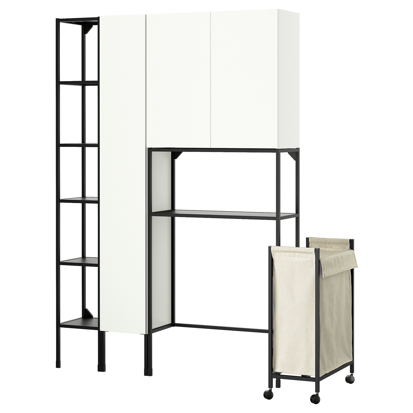 ENHET storage combination, anthracite/white, 140x204x32 cm