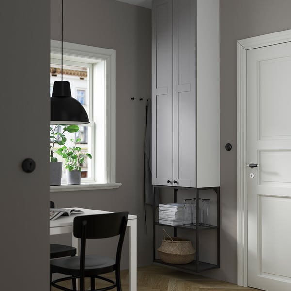 ENHET storage combination, anthracite/grey frame, 60x32x255 cm