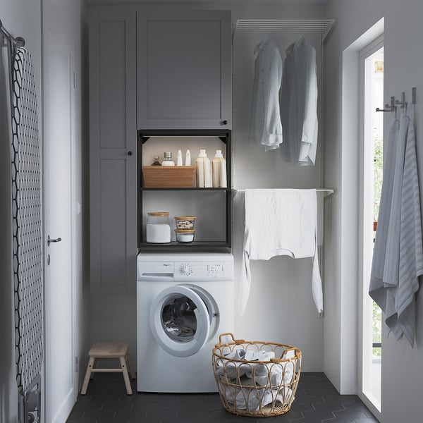 ENHET - ENHET Storage combination, anthracite/grey frame, 90x32x180 cm