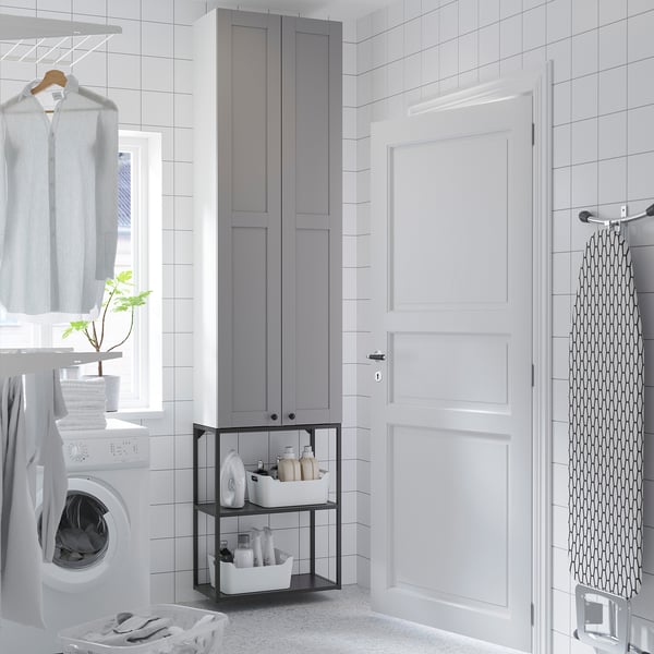 ENHET storage combination, anthracite/grey frame, 60x32x255 cm