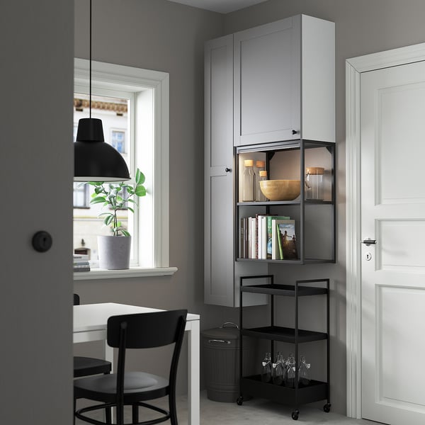 ENHET - ENHET Storage combination, anthracite/grey frame, 90x32x180 cm
