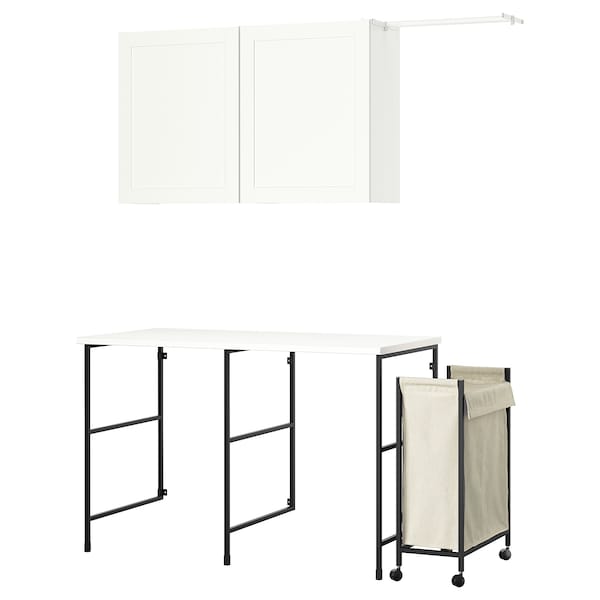 Ikea ENHET - Storage combination, anthracite/white frame, 139x63.5 cm