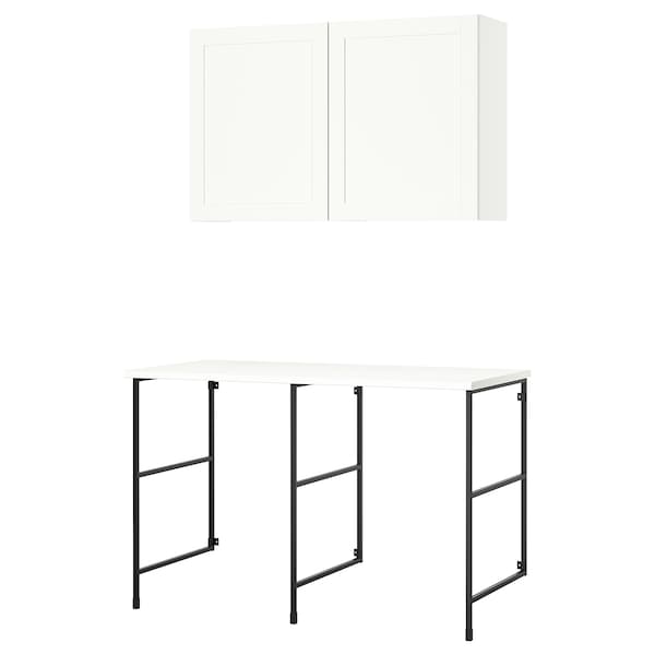 Ikea ENHET - Storage combination, anthracite/white frame, 139x63.5x90.5 cm