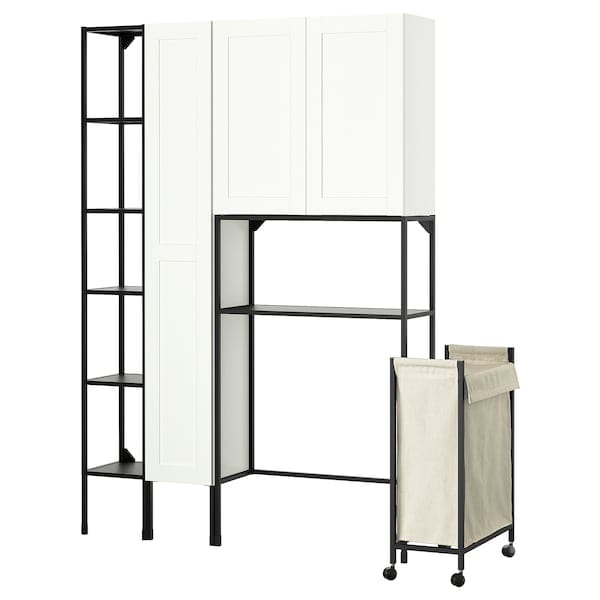 Ikea ENHET - Storage combination, anthracite/white frame, 140x32x204 cm