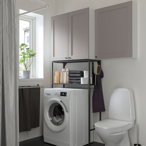 ENHET - ENHET Storage combination, anthracite/grey frame, 140x32x204 cm