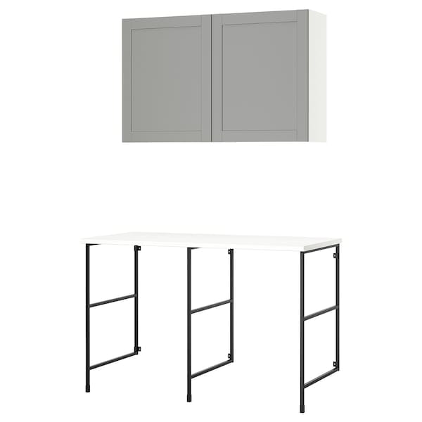 Ikea ENHET - Storage combination, anthracite/grey frame, 139x63.5x90.5 cm