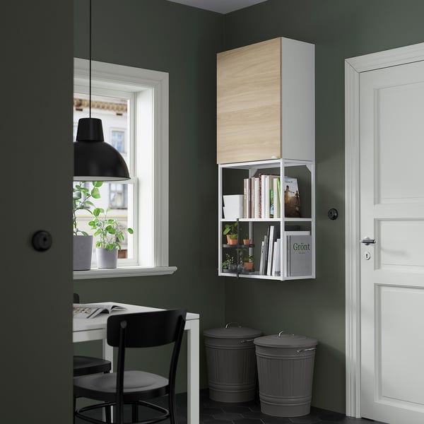 ENHET - Storage combination, white/oak effect, 60x32x150 cm