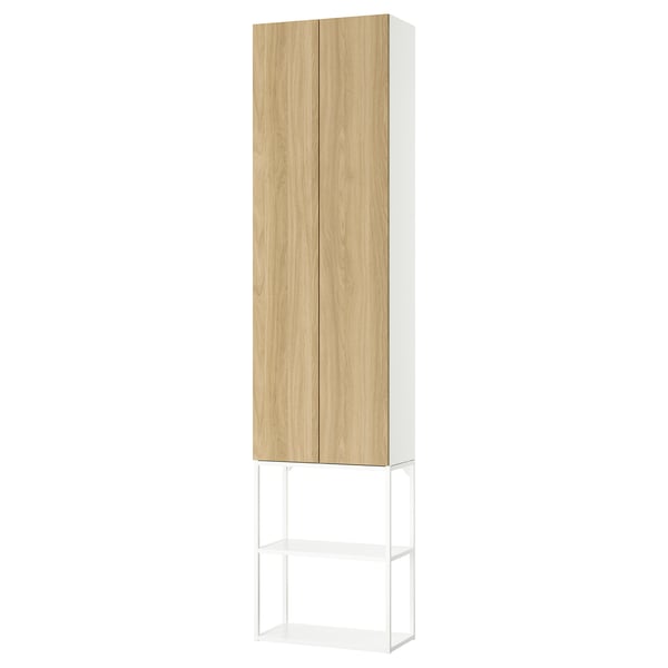 ENHET - ENHET Storage combination, white/oak effect, 60x32x255 cm