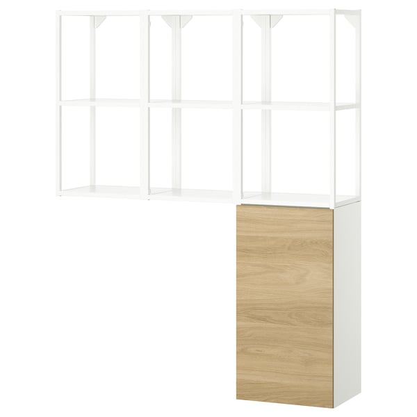 ENHET - ENHET Storage combination, white/oak effect, 120x32x150 cm