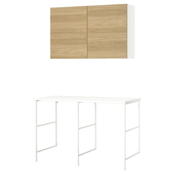 Ikea ENHET - Storage combination, white/oak effect, 139x63.5x90.5 cm