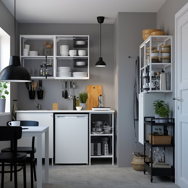 ENHET - Storage combination, white, 80x32x150 cm