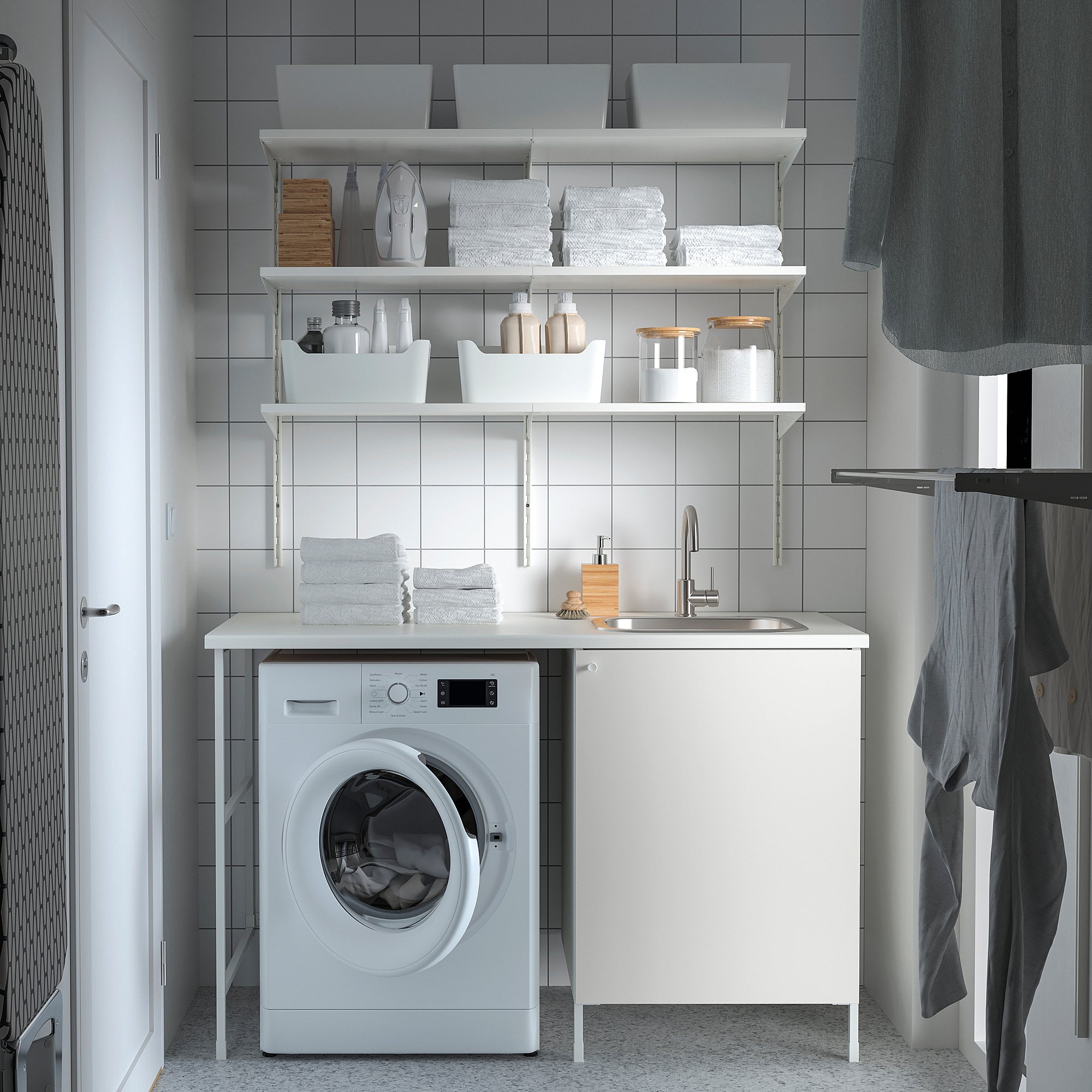 ENHET storage combination, white, 139x63.5x90.5 cm
