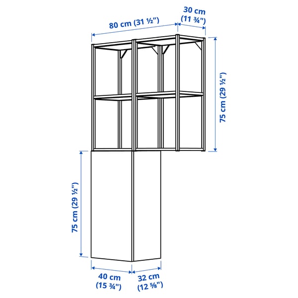 ENHET - Storage combination, white, 80x32x150 cm