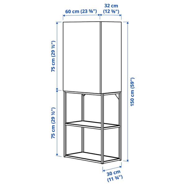 ENHET storage combination, white, 60x32x150 cm