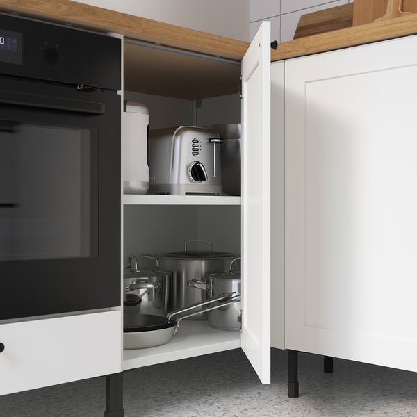 ENHET corner kitchen, anthracite/white frame