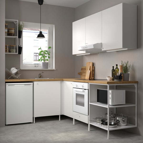 ENHET corner kitchen, white, 190.5x75x63.5 cm
