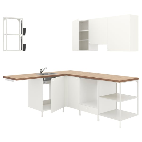 ENHET corner kitchen, white, 190.5x75x63.5 cm