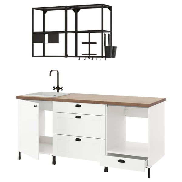 ENHET Kitchen - anthracite/white frame 203x63.5x222 cm , 203x63.5x222 cm