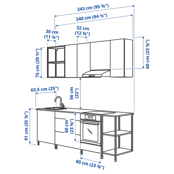 ENHET - Kitchen , 243x63.5x222 cm