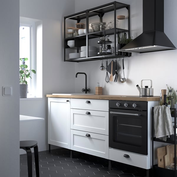 ENHET Kitchen - anthracite/white frame 203x63.5x222 cm , 203x63.5x222 cm