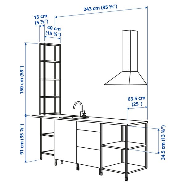 Ikea ENHET - Kitchen , 243x63.5x241 cm