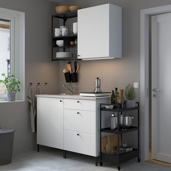 ENHET Kitchen - anthracite/white 123x63.5x222 cm , 123x63.5x222 cm