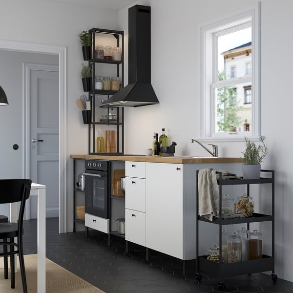ENHET Kitchen - anthracite/white 243x63.5x241 cm