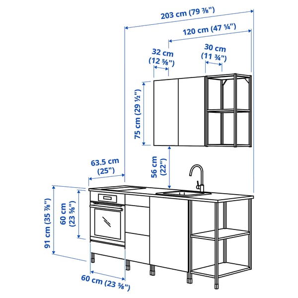 ENHET - Kitchen , 203x63.5x222 cm
