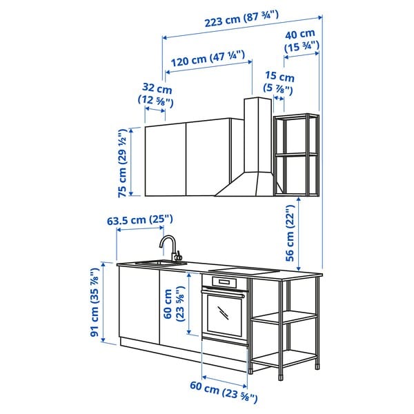 Ikea ENHET - Kitchen , 223x63.5x222 cm