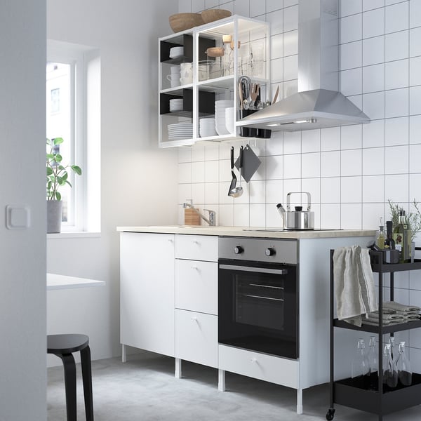 ENHET kitchen, white, 163x63.5x222 cm