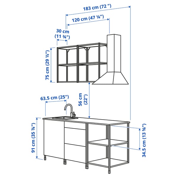 ENHET - Kitchen , 183x63.5x222 cm
