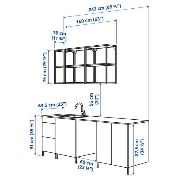 ENHET - Kitchen , 243x63.5x222 cm