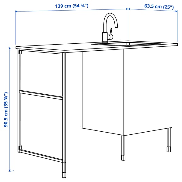 ENHET laundry, anthracite/white, 139x63.5x90.5 cm