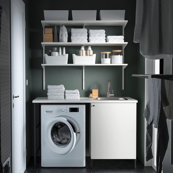 ENHET laundry, anthracite/white, 139x63.5x90.5 cm