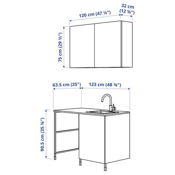 Ikea ENHET - Laundry, anthracite/white, 121.5x63.5x87.5 cm , 139x63.5x87.5 cm