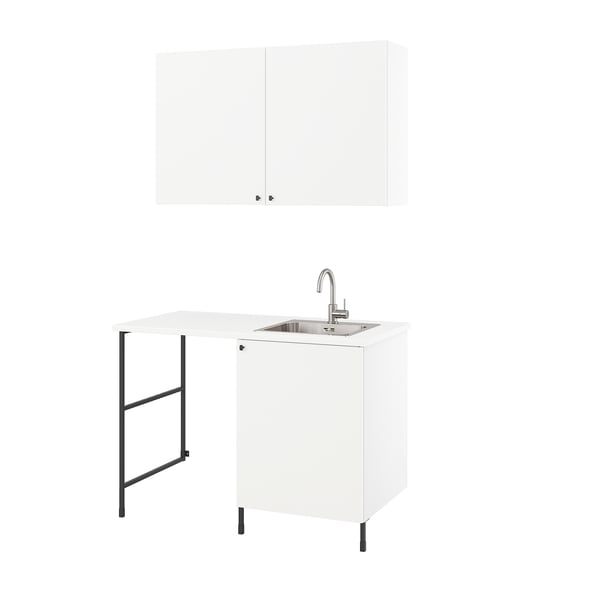 ENHET - Laundry, anthracite/white, 121.5x63.5x87.5 cm , 139x63.5x87.5 cm