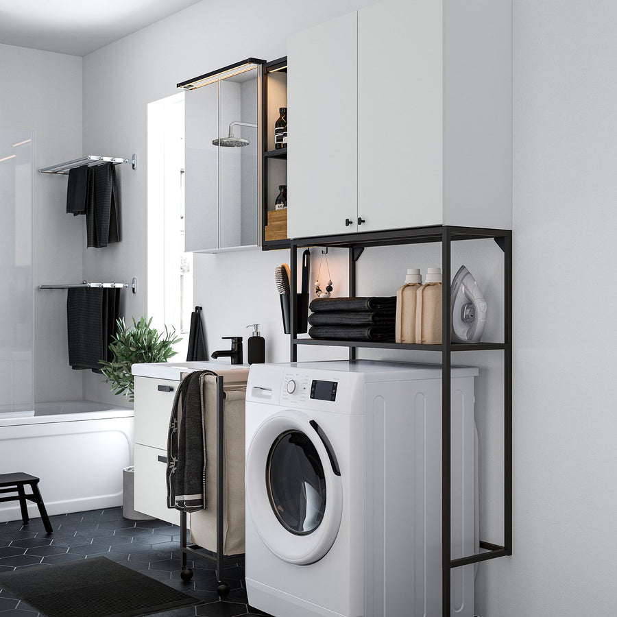 ENHET laundry, anthracite/white, 180x204x43 cm