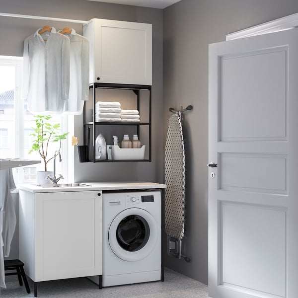 ENHET laundry, anthracite/white frame, 139x63.5x87.5 cm