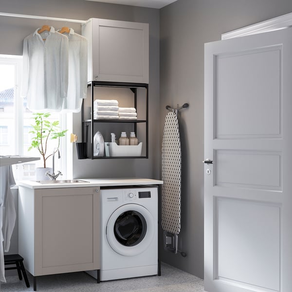 ENHET - Laundry, anthracite/grey frame, 139x63.5x87.5 cm