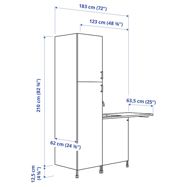 Ikea ENHET - Laundry, white/white frame,183x63.5x222.5 cm