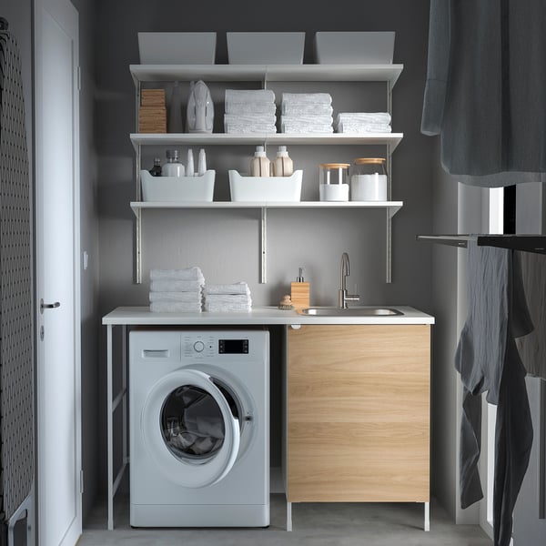 ENHET - Laundry, white/oak effect, , 139x63.5x90.5 cm