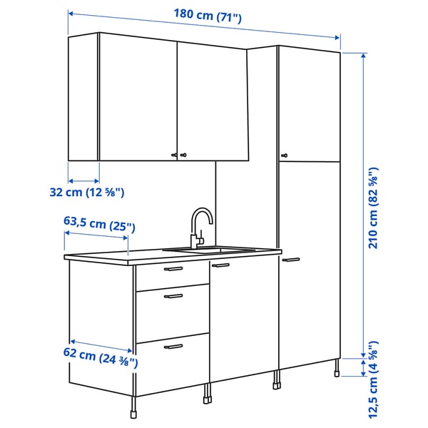 ENHET Laundry - white/grey frame 183x63.5x222.5 cm , 183x63.5x222.5 cm
