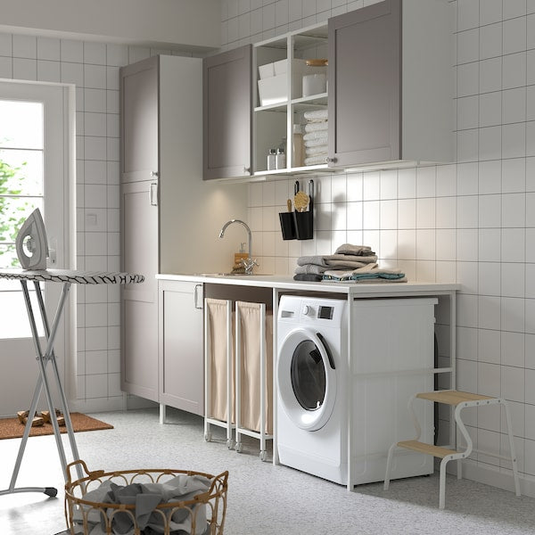 ENHET - Laundry, white/grey structure,261.5x63.5x222.5 cm