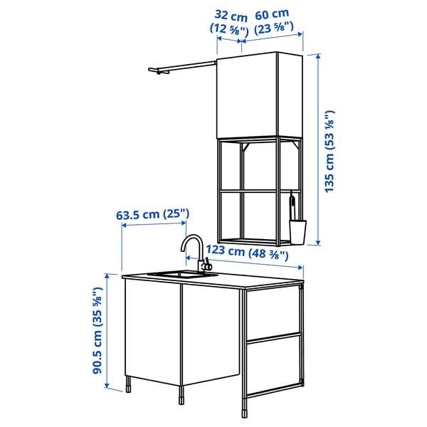 ENHET - Laundry, white, 139x63.5x87.5 cm , 139x63.5x87.5 cm