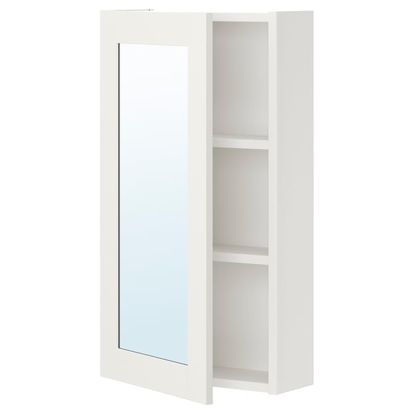 ENHET mirror cabinet with 1 door, white/white frame, 40x75x17 cm