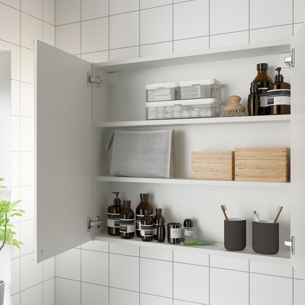 ENHET - Mirror cabinet with 2 doors, white, 80x17x75 cm