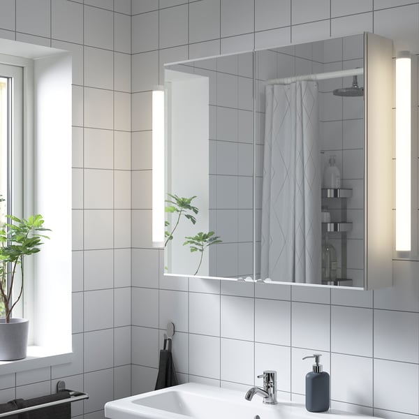 ENHET mirror cabinet with 2 doors, white, 80x17x75 cm