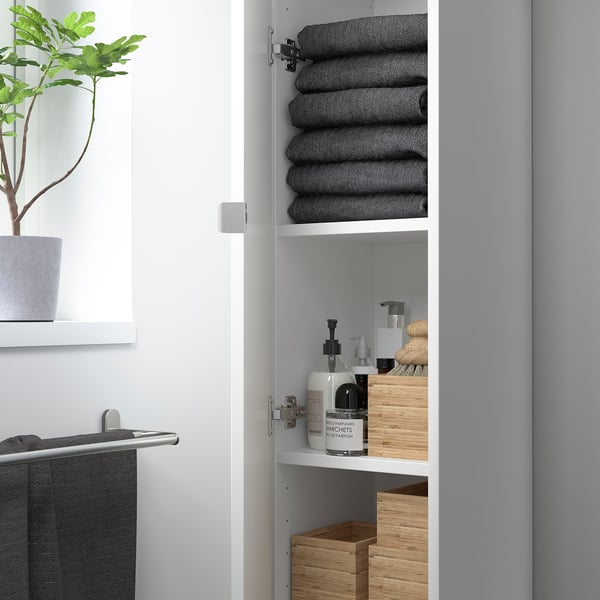 ENHET hi cb w 4 shlvs/door, white/mirror glass, 30x32x180 cm