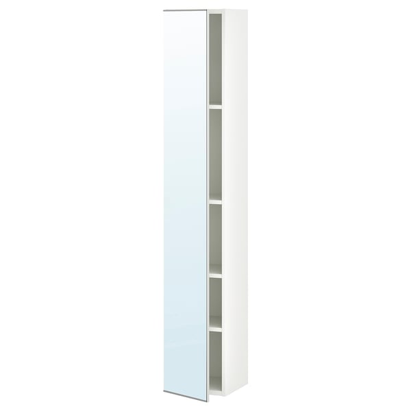 ENHET hi cb w 4 shlvs/door, white/mirror glass, 30x32x180 cm